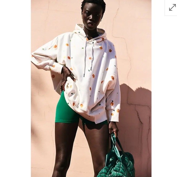 FREE PEOPLE X Dyekween Sprint To The Finish Printed Hoodie - Marigold Combo